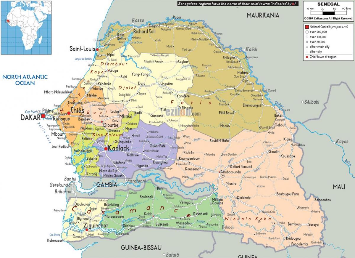 Senegal country in world map