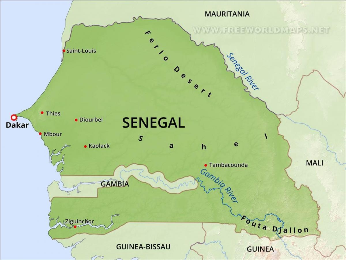 map of physical map of Senegal