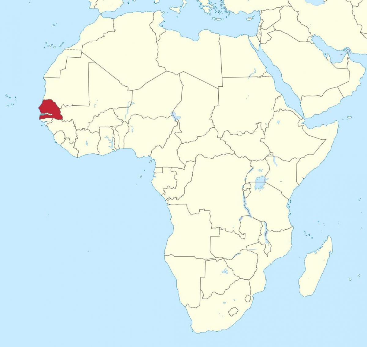 Senegal on map of africa