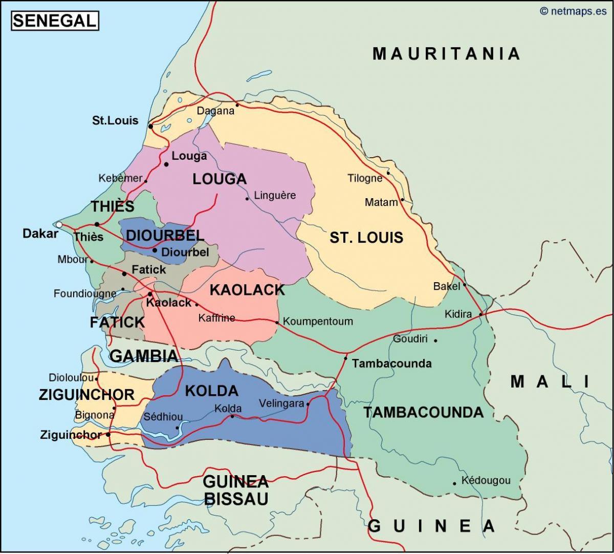map of Senegal country