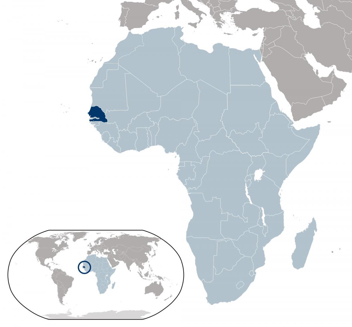 map of Senegal location on world