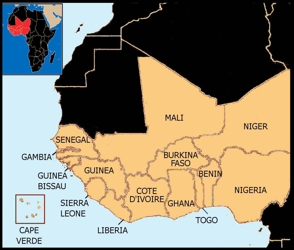 map of Senegal map west africa