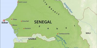 Map of physical map of Senegal